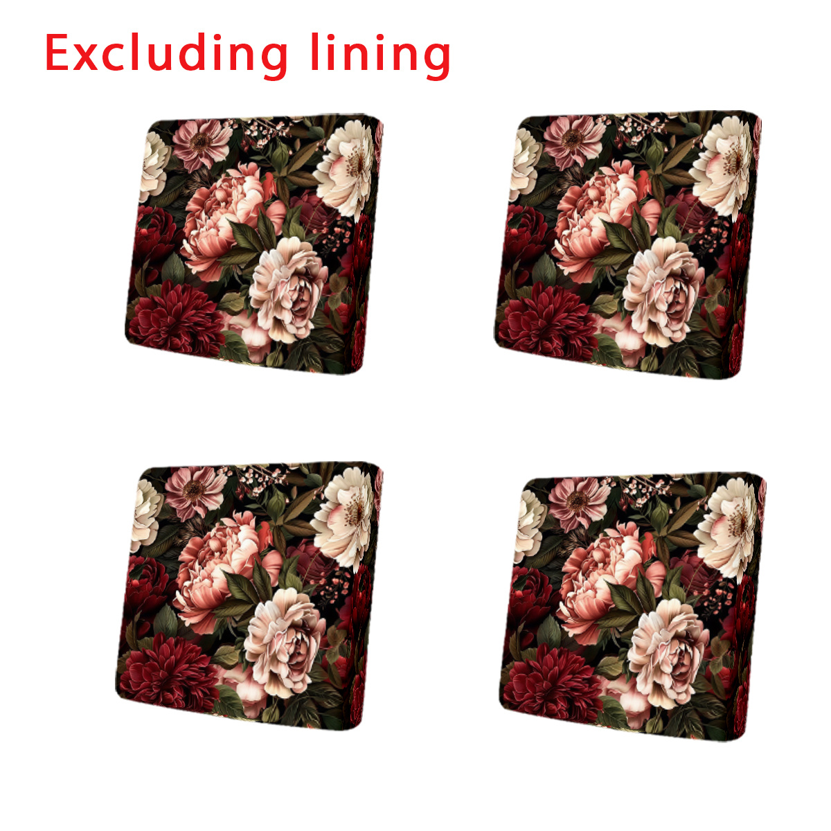 TEMU 2d-flatpersonality Light Black Background Red Powder Flower Full Print Pattern Outdoor Courtyard/garden/terrace Elastic Sofa Cushion Cover,