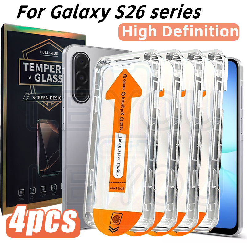 TEMU 4pcs Tempered Glass Compatible For S26 Suitable For Galaxy S23 S23  S24 S24  S24u S25 S25  S25u S25edge S25fe S26ultra S26plus, Automatic Dust