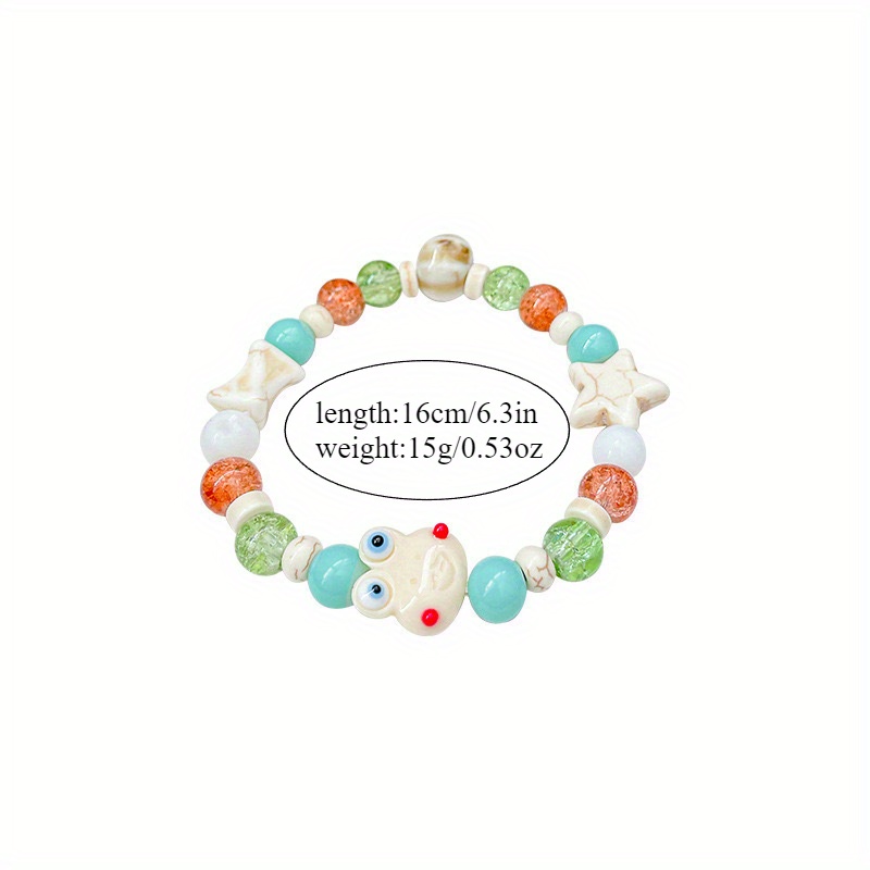 Sweet Ceramic Fish Bead Frog Bracelet Elastic Rope Wristband