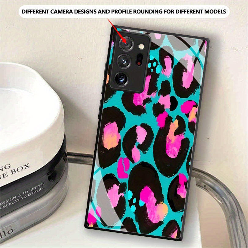 TEMU Phone Case - A Glass Phone Case Featuring A Neon Leopard Print Design, Compatible With Galaxy S25 Edge, S25 Ultra, S25 Plus, S24, S23, S22, S21,