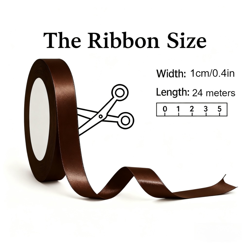 944.88 Inches Brown Premium Ribbon - 0.39 Inch Wide Elegant Glossy Brown Satin Ribbon, Suitable For Weddings, Parties, Valentine's Day, Bridal Shower, Anniversaries