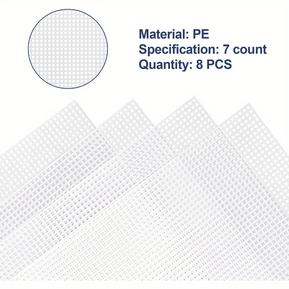 8-Sheet Pack Plastic Canvas Mesh Cloth for Crafts