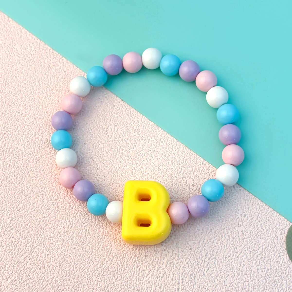 Playful Cartoon Macaron Multicolor Letter Elastic Bracelet