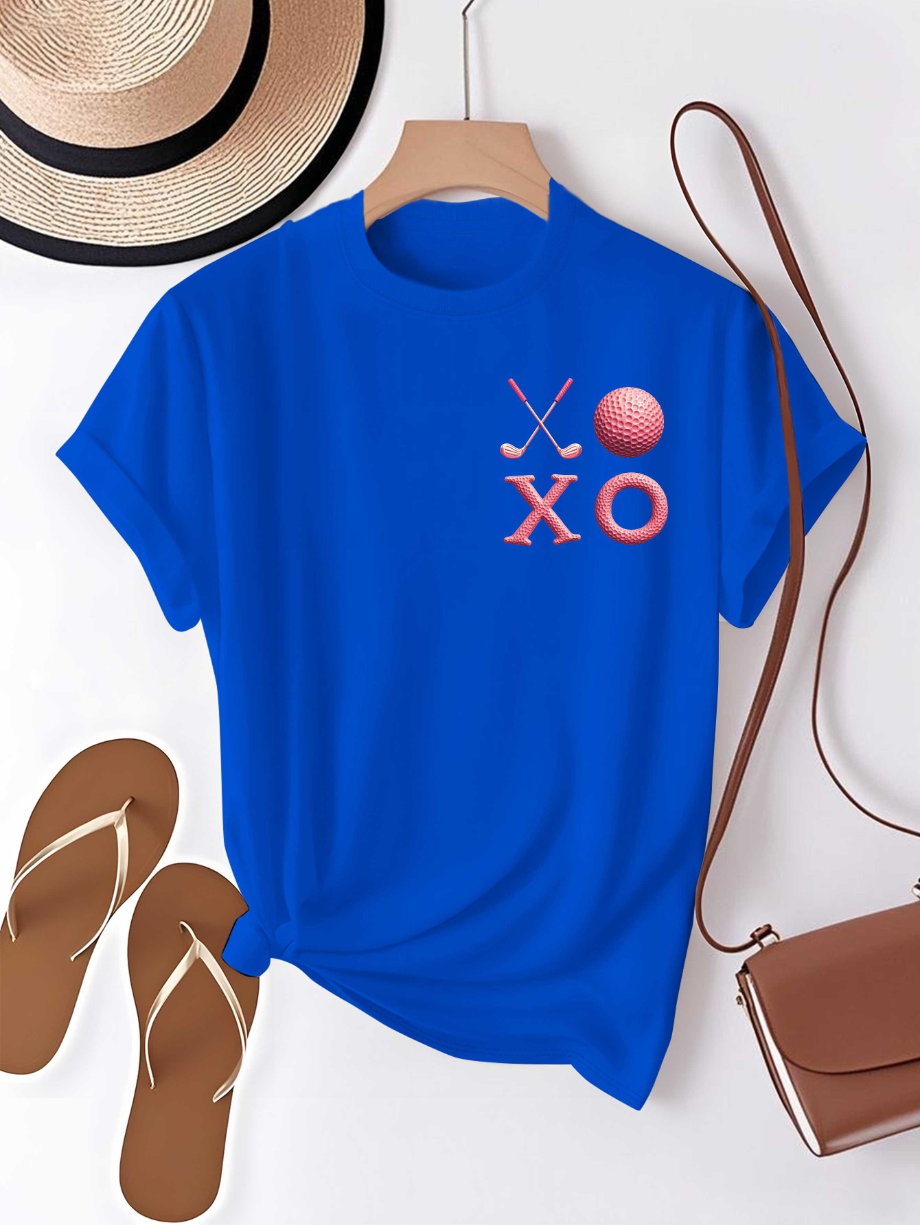 Women S   Clubs & Balls Graphic T-Shirt - Black Casual Short Sleeve Tee with   Design, Comfortable Round Neck,   Golfers, Accessories, Tshirt For Women, Top For Women Stylish, Lady Top