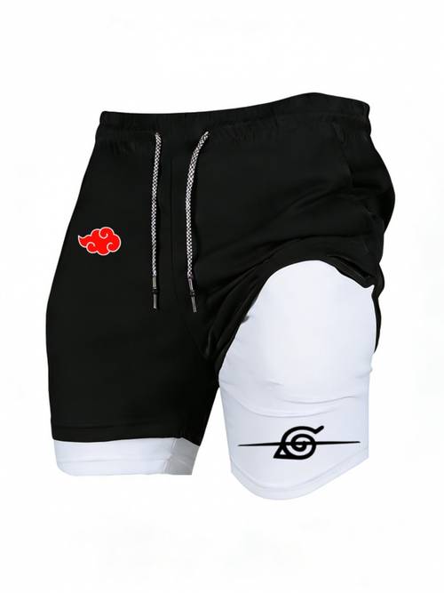 imagen del artículo pantalones cortos de capa para hombre con diseño anime | diseñados para entrenamientos de gimnasio, incluyen diseños deportivos estampados, adecuados para entrenamiento multi-desempeño, rápido, ideales para jogging, disponibles en tallas s a 2xl