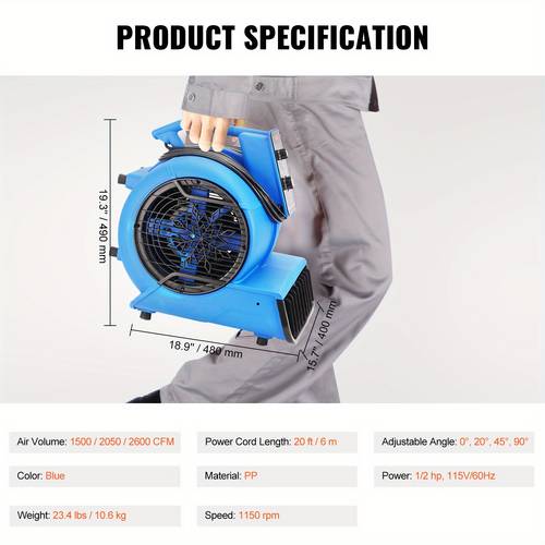 non rotating floor fan 1800 rpm 480w 0 20 45 90 us plug