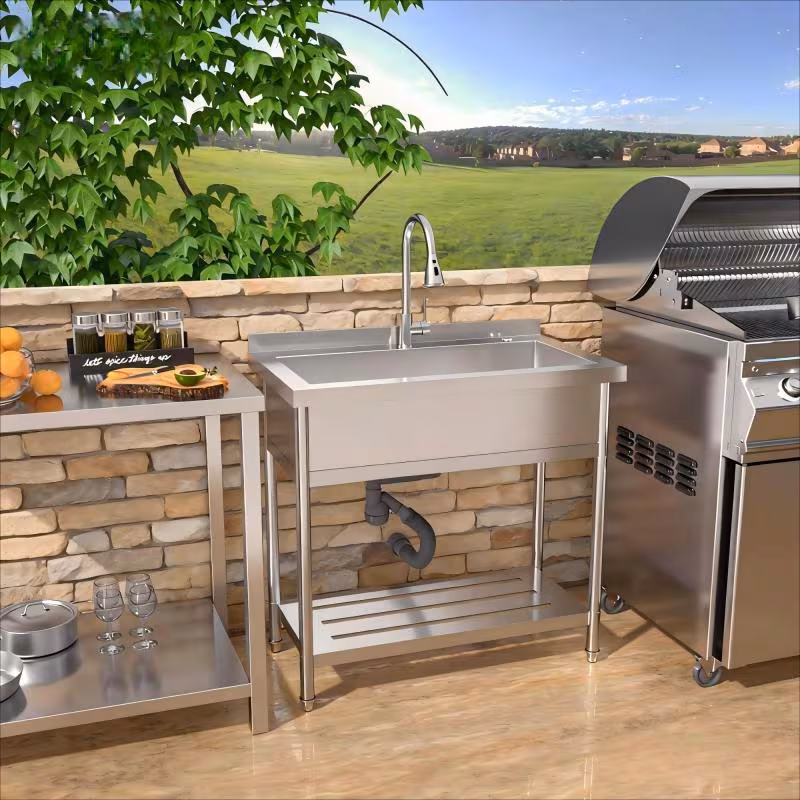 21 d x 36 w x 35.5 h stainl steel large utility sink single bowl freestanding commercial restaurant sink with pull-out faucet utility sink for laundry room Product details 0
