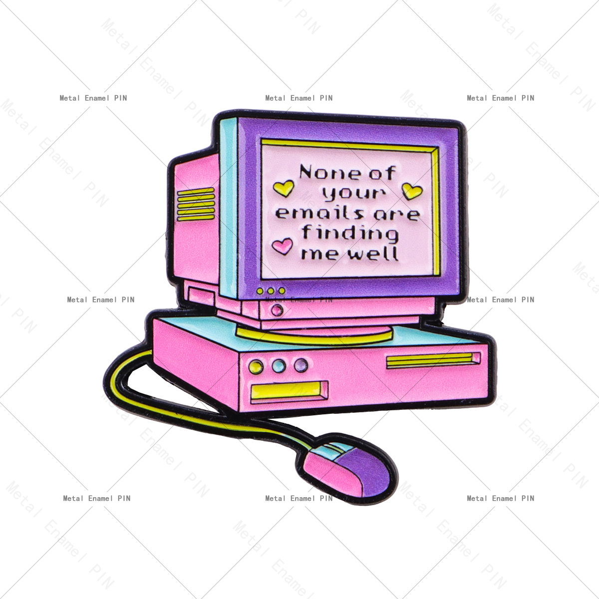 TEMU 1pc Of A Vintage Computer Enamel Pin From The 1990s, Featuring 'none Of Your Emails Are .' Perfect For Backpacks, Women's Brooches, Clothing