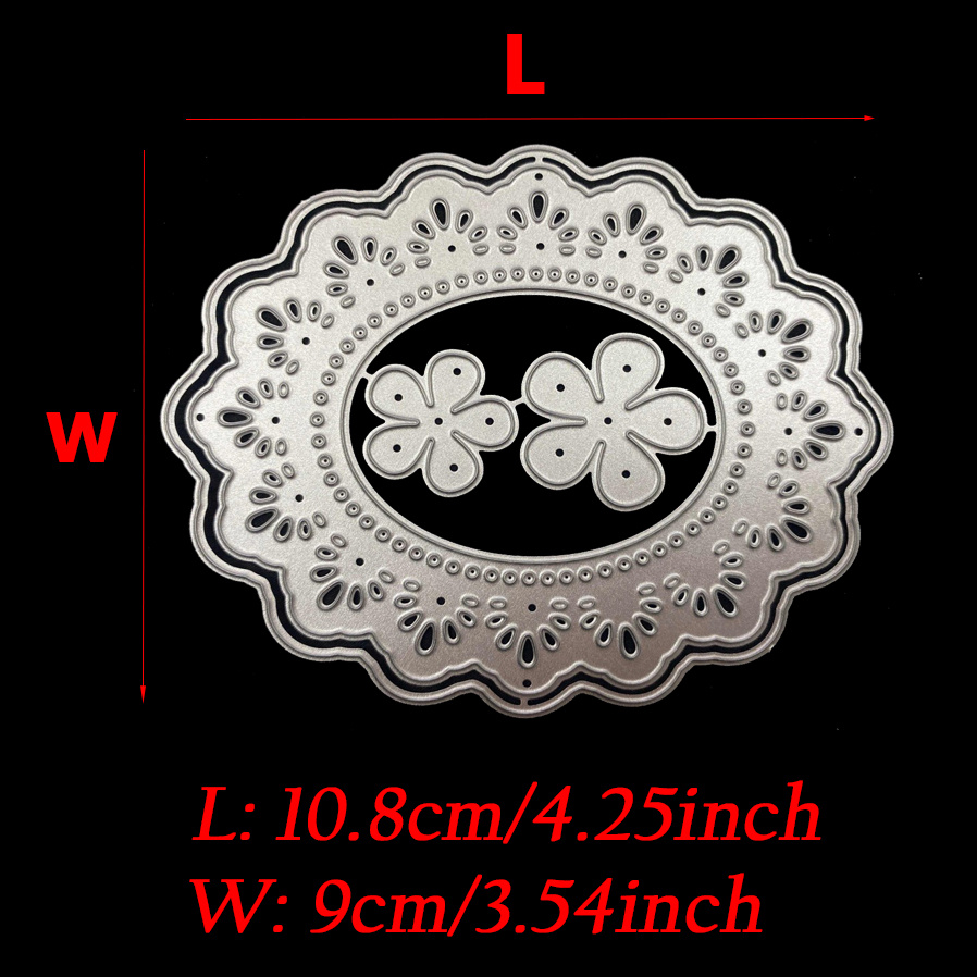 TEMU Lace Edge Oval Frame Metal Cutting Dies For Diy Scrapbooking Gift Card Making Paper Craft