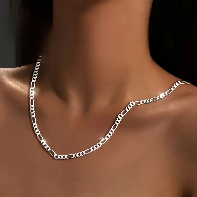 E-shop Modische Figaro-Halskette aus Edelstahl für Damen/Herren, hypoallergener Schmuck für den , Partys, , Muttertags-Feiertags-Accessoire, für alle 4