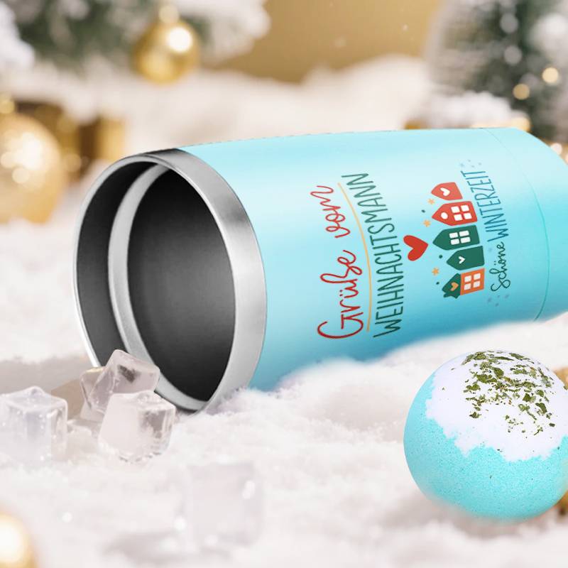 8-dijelni ženski set za spa poklon košaru - Elegantni tirkizni i crveni božićni paket za njegu s izoliranim čašama, mirisnom svijećom, solju za kupanje i sapunom - Dugotrajna svijeća od mješavine soje/čičakovog voska, poklon kutija za rođendane, Božić