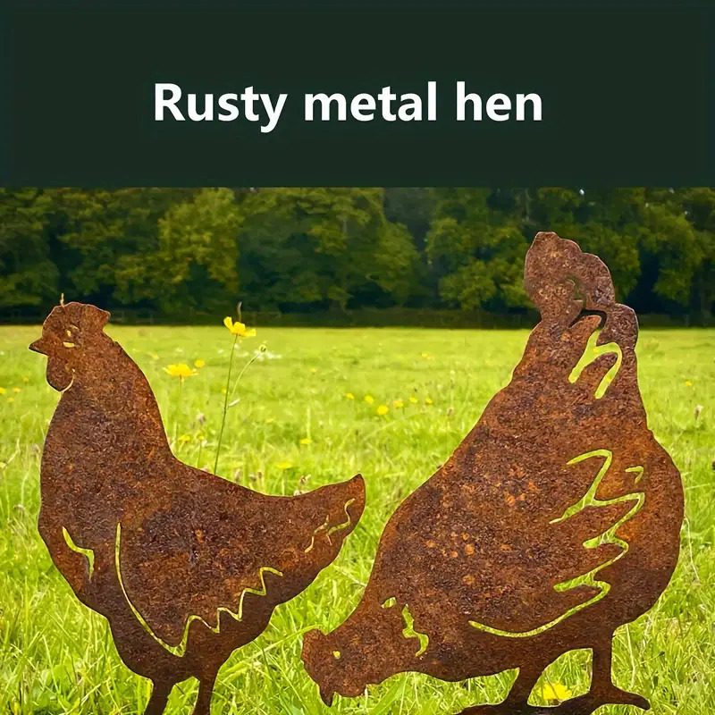 E-shop 2D Flat - 【2D Flat】 2D Flat - [2D Flat] 2D Ebene, Acryl Hühner Gartenstake, Künstlerische Bauernhof Tier Ei Skulptur Dekoration, Outdoor Hof