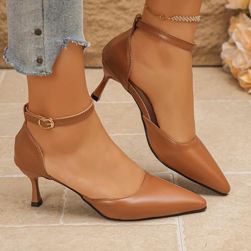 elegant commuter pointed toe stiletto nude high heels womens ankle strap shallow mouth flat shoes exquisite workplace essential women shoes