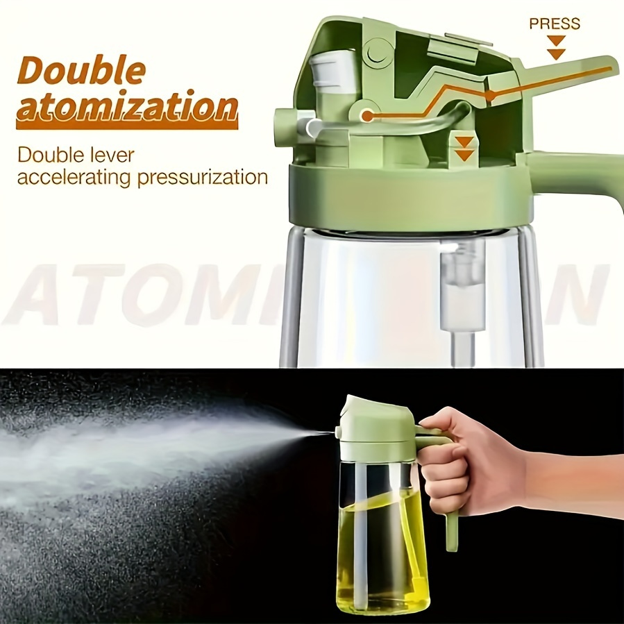 1pc leak proof olive oil spray bottle dual purpose plastic dispenser   mist pour spout bpa free ideal for salads bbqs and cooking easy to hand wash round design cooking oil spray bottle Product details 5