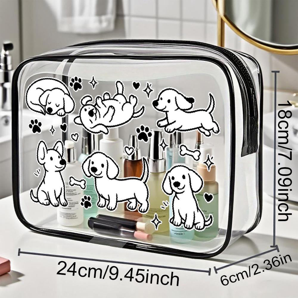 TEMU Borsa da toilette Kawaii adatta ad dei cani e appassionati di - Organizzatore per cosmetici con cucciolo e di con bordo a cerniera , pochette da