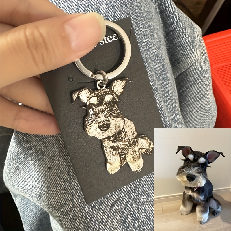 TEMU 1 Personalized Pet Photo Keychain - Custom Picture Keyring, Made Of Durable Stainless Steel, An Ideal Gift For Pet Lovers, Perfect For
