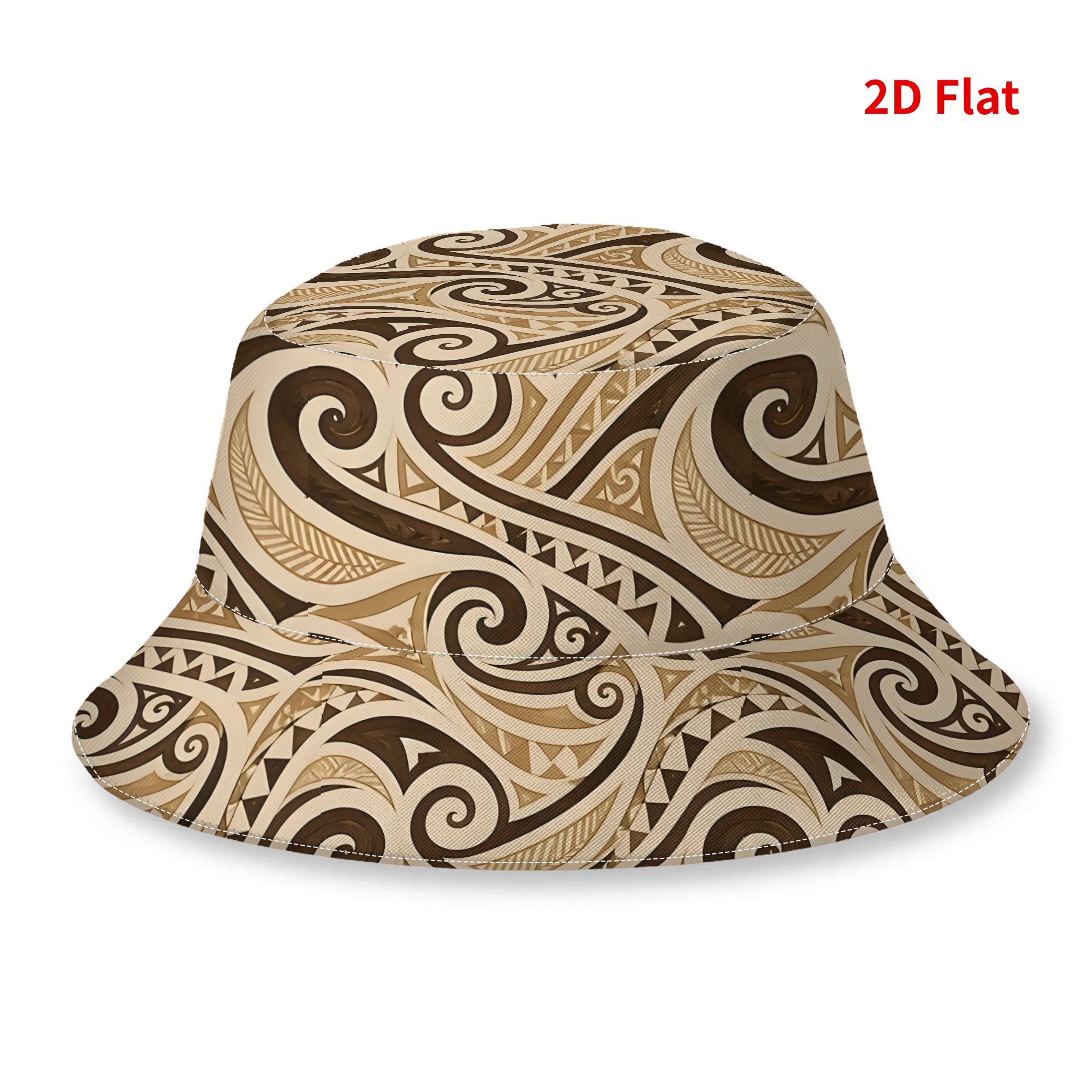 TEMU 2d Print Design Maori Paua Koru Pattern Print Pattern Buckethat Unisex Headwear Outdoor Sports Fashion Hat For Street Headwear