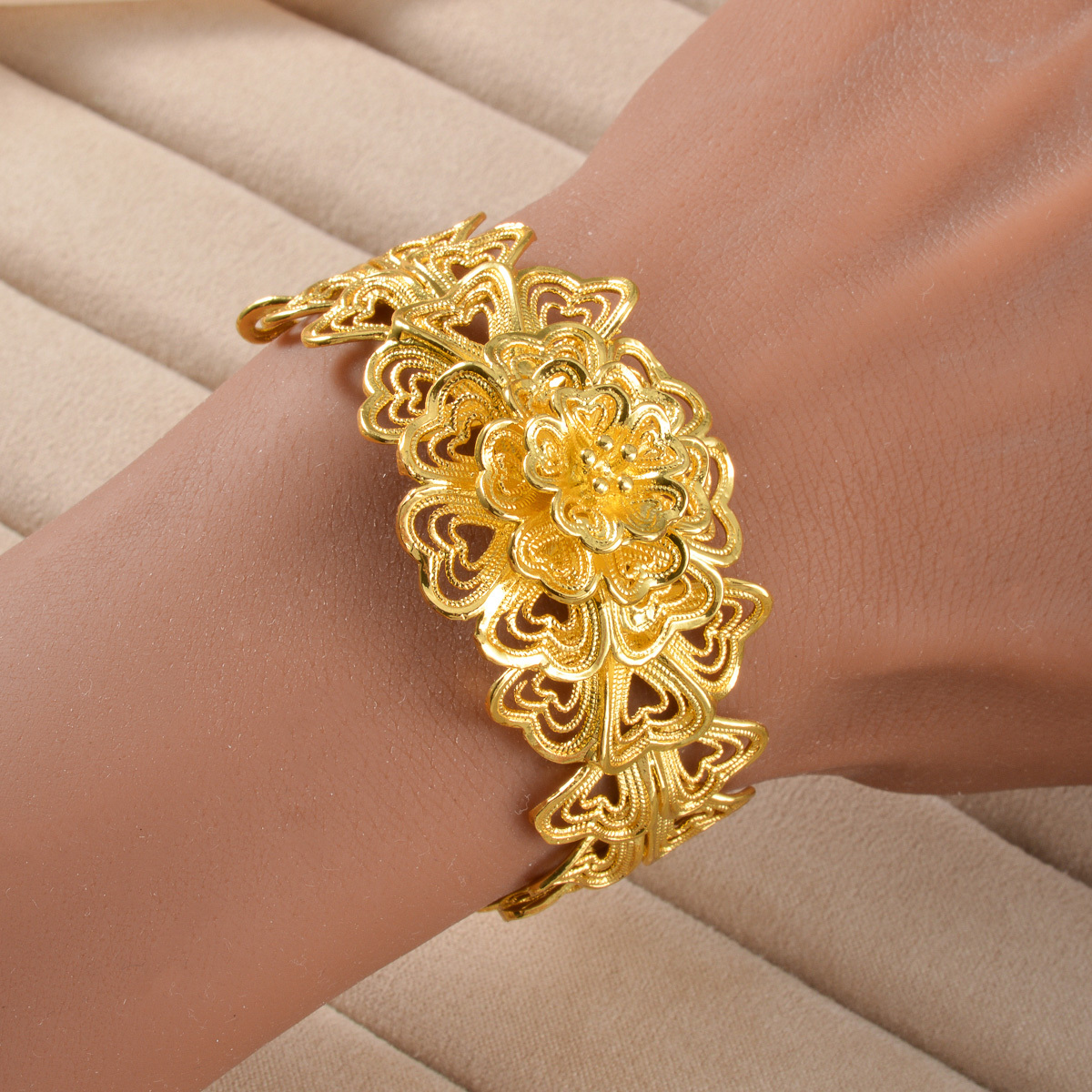 Middle Eastern Vintage Floral Patchwork Bangle & Ring Set