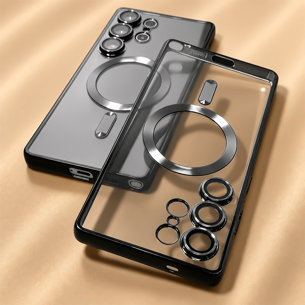 Image of Phone Case: Luxury Plating Transparent Magnetic Wireless Charging Phone Case Compatible With Compatible With Galaxy S26 S25 S24 S23 S26ultra S25ultra Lens Protection Shockproof Soft Cover Cases