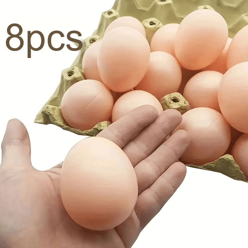 8pcs - Artificial Realistic Eggs, Durable Plastic, Perfect For Nesting And Chicken Coop Decoration, Farm Animal Cage Additions