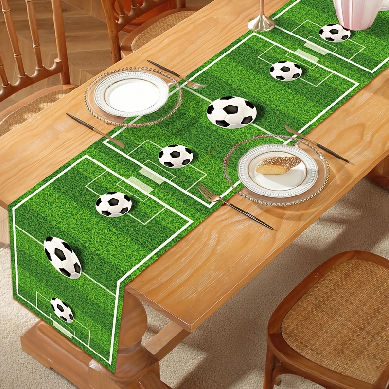 TEMU 1 bannière de table de football verte, fête sur le thème du sport en pouces, décoration de fête d'anniversaire, cadeaux de fête pour bébé,