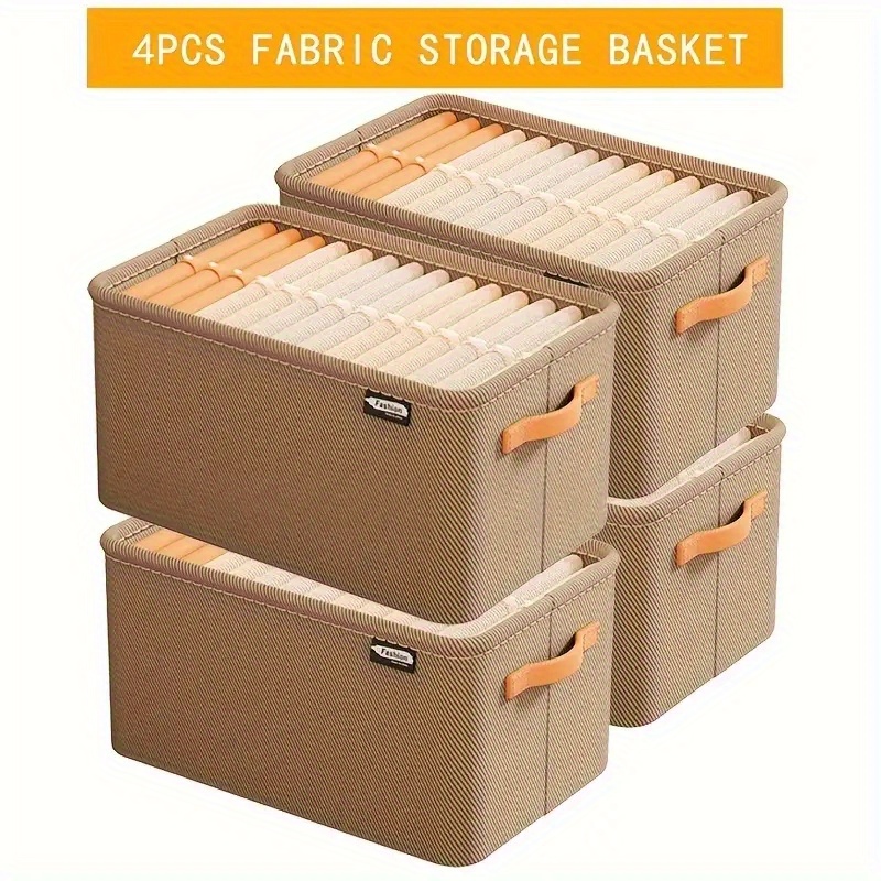 4pcs modern fabric storage bins rectangle multipurpose organizer for clothes non waterproof with utility hooks for dorms home wardrobes under bed storage details 2