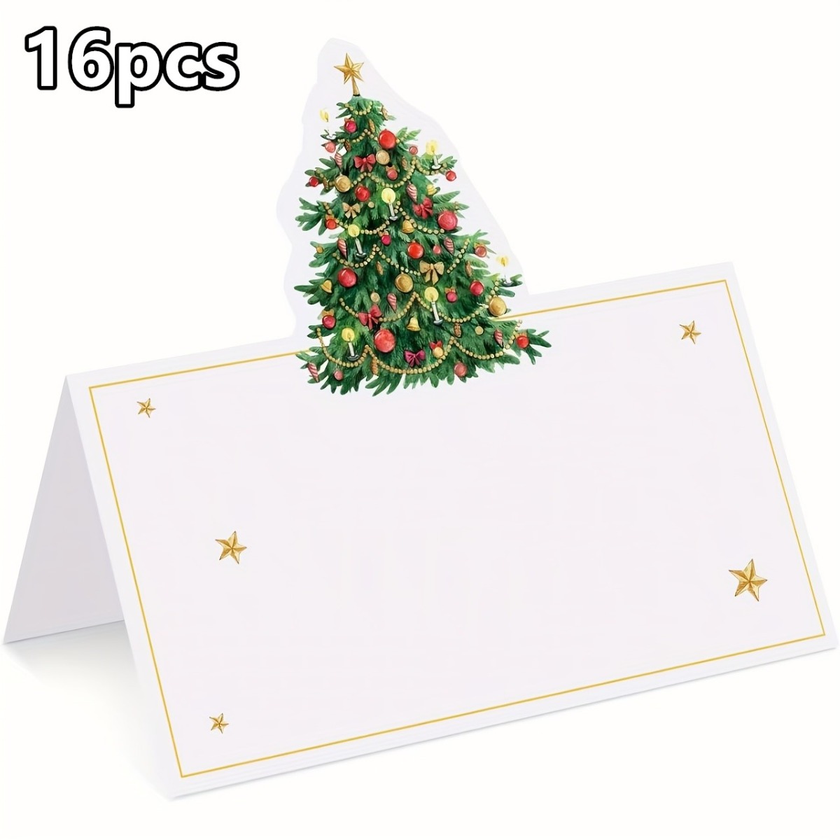 TEMU Set da 16/36 pezzi, Segnaposto a forma di albero di Natale, Biglietti con e nomi per festiva con accenti dorati per celebrazioni di Natale e