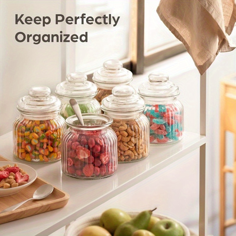 1/2/3pcs, 23oz Glass Candy   Jars with Airtight Lids - Vintage Clear Glass Containers - Ideal for  , Kitchen Storage & Party Decor.,  , Party Decor Containers | Vintage Glass Jars | Airtight Lid Design, Candy Jars