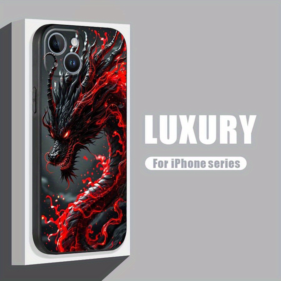 TEMU Phone Case - High-quality Silicone Protective Case Featuring A Dragon Design For Various For Iphone Including 16, 15 Pro Max, 14 Plus, 13, 12,