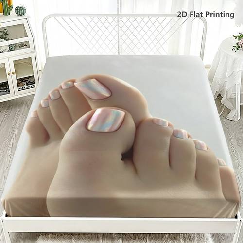only iridescent pearl pink toe nail art fitted sheet only pillowcases not included elegant nail design theme bedding soft breathable