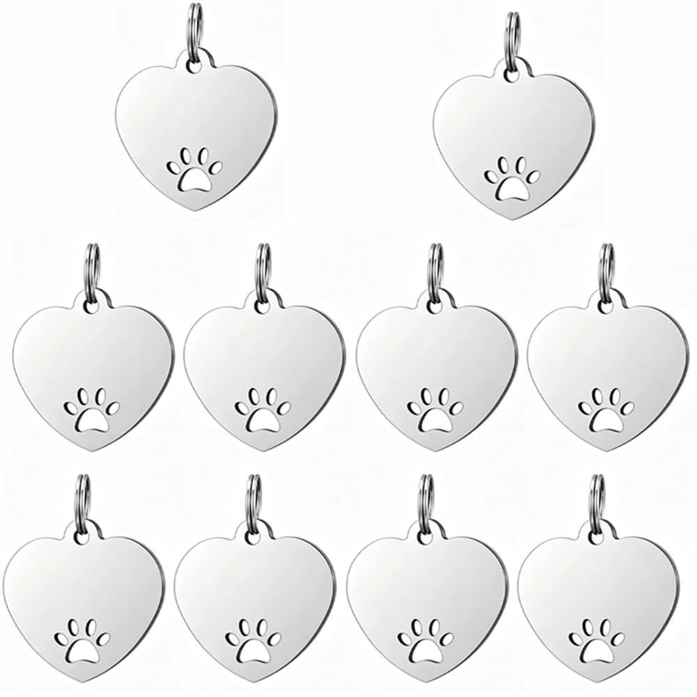 TEMU 10 pz Targhette Identificative per Animali Domestici Vuote a Forma di Cuore con Stampa di , Targhette Vuote in Acciaio Inossidabile Fai da Te
