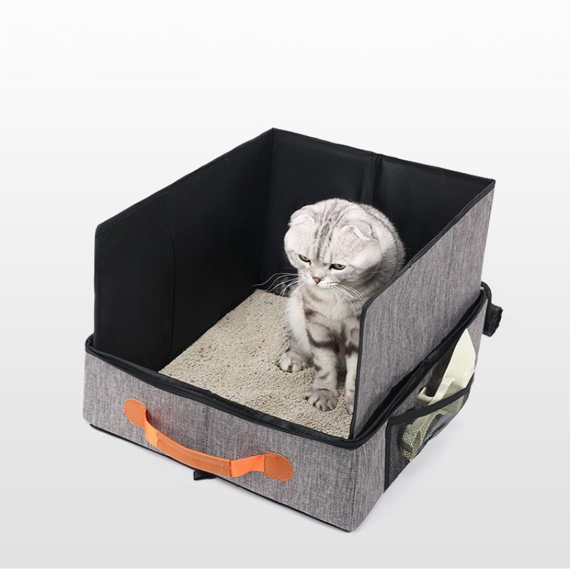 Cat Travel Cat Litter Box Portable Foldable Cat Litter Box Fabric Cat Litter Box Cat Supplies Storage Bag - Image 2