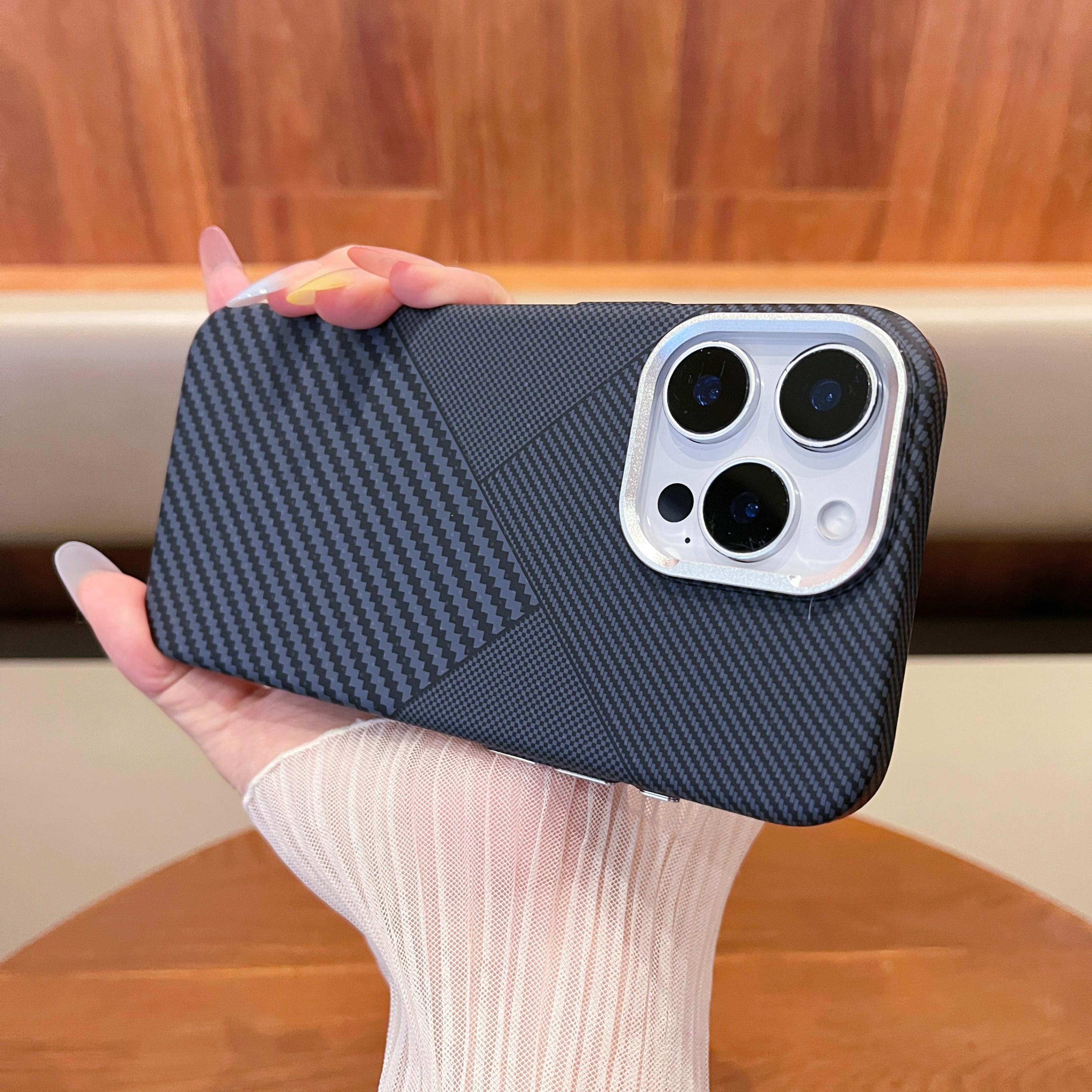TEMU Phone Case: Hardware Carbon Fiber Pattern Magnetic Case Compatible With 16 Pro Max Phone Case Iphone 15 Pro New Model 14 Pro Max Magnetic