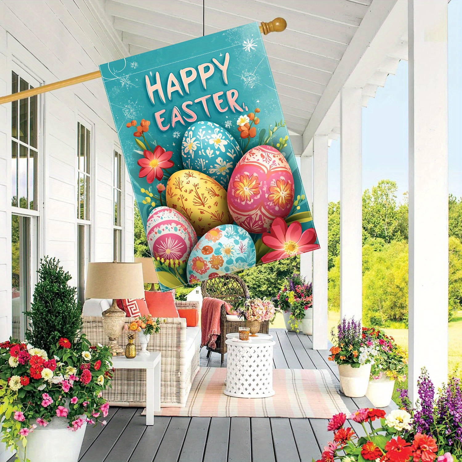 

1pc Easter Garden Flag, 28x40 Inches, Double-sided Polyester Egg & , Outdoor Lawn And Decor, No Electricity Needed, Outdoor Lawn Flag | Vibrant Easter Theme | Weatherresistant Flag