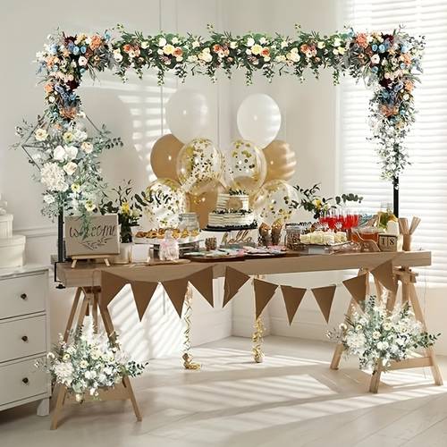 soporte de sobremesa de metal de de tamaño ajustable con esmerilada, una pinza y 25 pinzas para globos. para decoraciones de mesa de boda, , navidad, y banquete