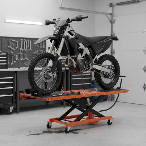 hydraulic two wheeler scissor hoist 13 8 x 12 6 inch for garage workshop maintenance 350 lbs capacity j hooks 4 wheels operated jack stand steel construction adjustable height red black end