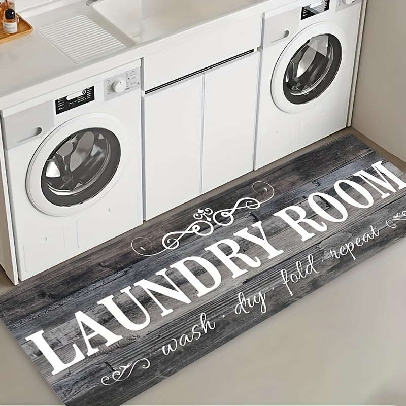 

1pc Grain Laundry Room Mat - Rectangular Floor Mat For Kitchen, Hallway, Bathroom, Bedroom Home Decor, Use, Machine Washable, Stain & Water-resistant, Lightweight, 100% Polyester Fiber