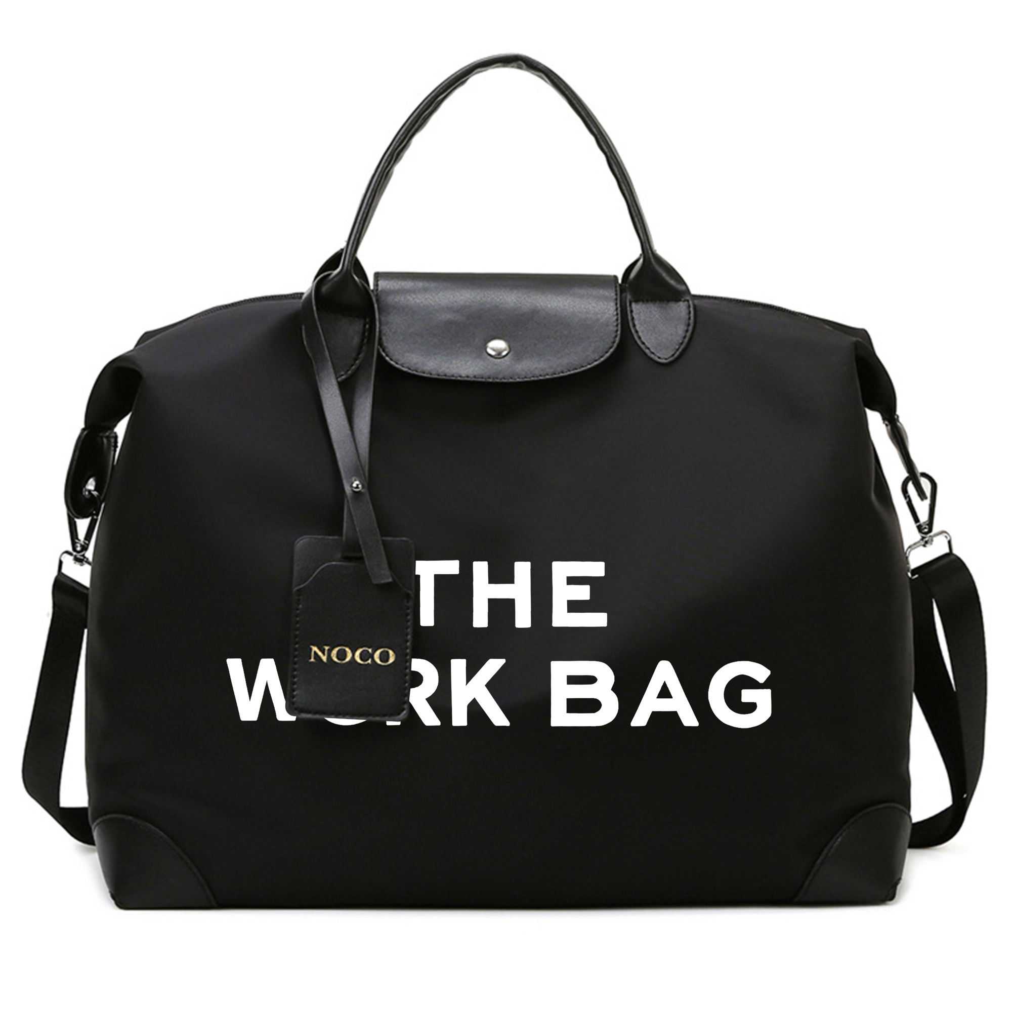 E-shop Die stylische College-Styl-Tote mit "Work Back" Print, strapazierfähige Crossbody-Tasche mit großem Fassungsvermögen für Arbeit und Schule,