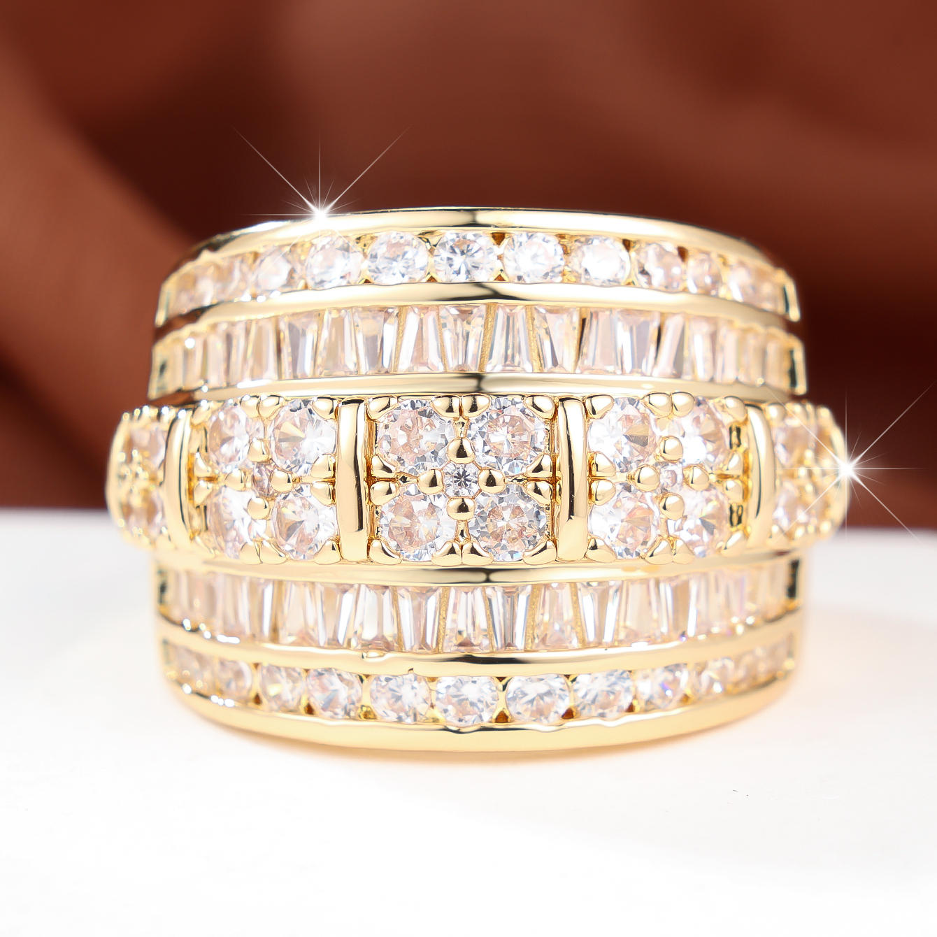 TEMU Angol 1pc Square Table Surface Unisex Ring Inlaid With Sparkling Synthetic Zirconia Individual Exquisite Beautiful Elegant Casual Party Banquet