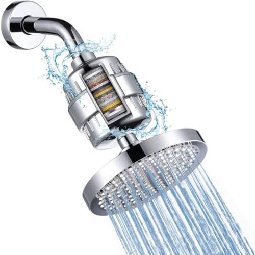 filtered shower 25 stage shower cartridge included reduces and high pressure showerhead filters 6inch round luxury polished chrome