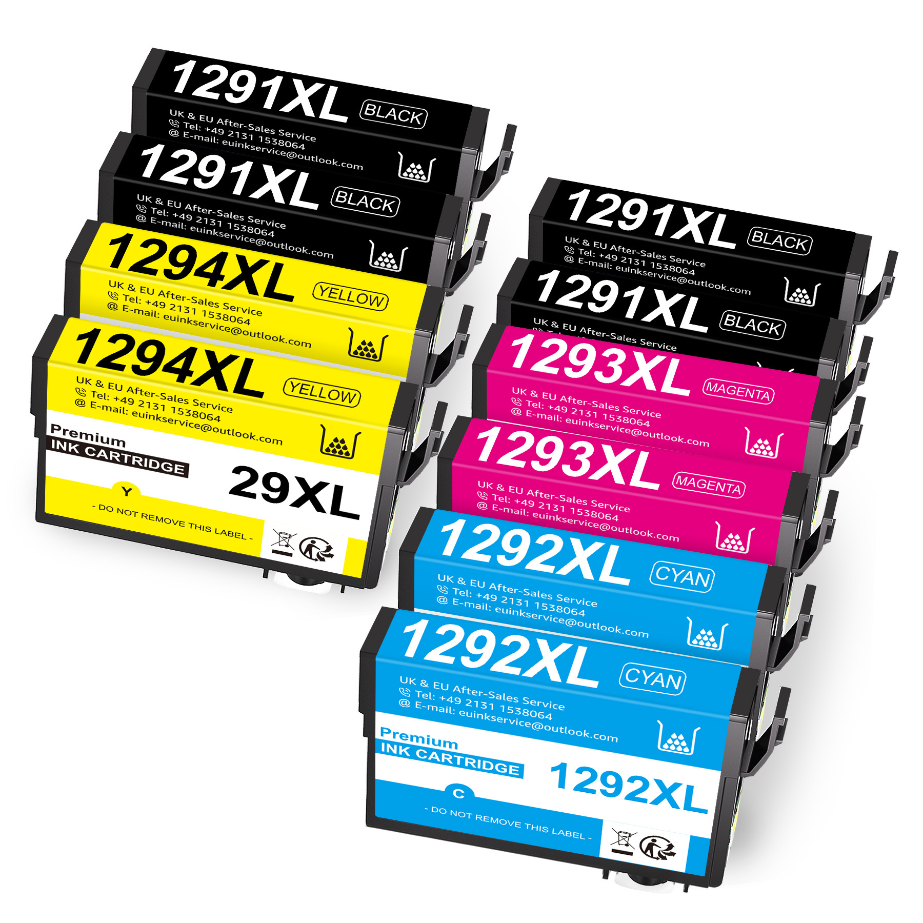 TEMU 10-pack Compatible Ink Cartridges Suitable T1291 T1292 T1293 T1294, Compatible For Wf 3520 Stylus, Compatible For Sx435w/sx235w, Compatible For