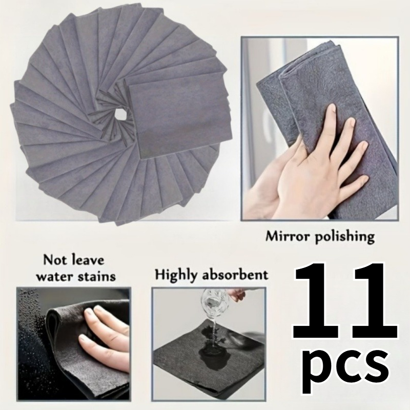 TEMU 11pcs Reusable Magic Cleaning Cloths, Streak-free Waterless Glass Cleaning Cloths, Upgraded Extra-large, Extra-thick, And Durable Cleaning