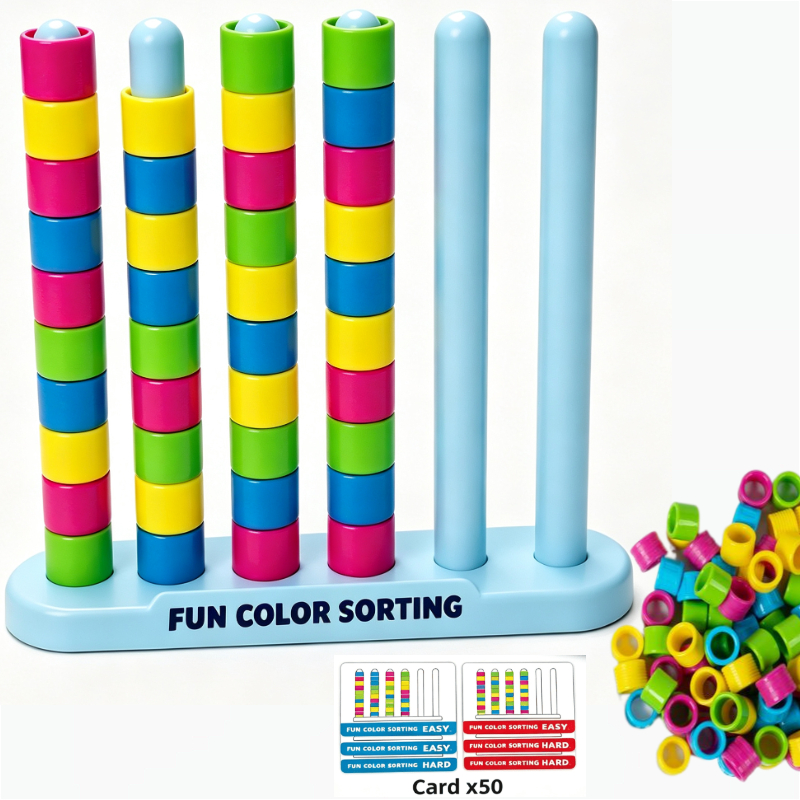TEMU Color Stacking Challenge 'fast- Color Matching Puzzle Game, Suitable For Christmas Fun Parties . Multi-colored Bead Matching Toy, Color Stacking