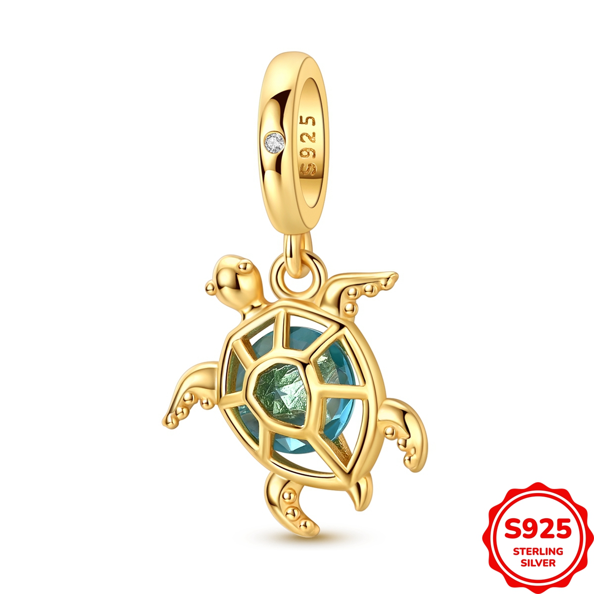 TEMU 1pc Genuine 925 Sterling Silver Sparkling Cubic Zirconia Summer Ocean Vintage Charm Fit Original Bracelet Necklace Beads For Jewelry Making, For