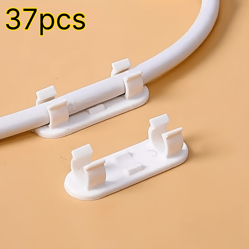 Image of Cable Management Clips 37-pack Durable Wall And Desktop Organizer For Tv, Computer, Suitable For Home And Office Minimalist Style