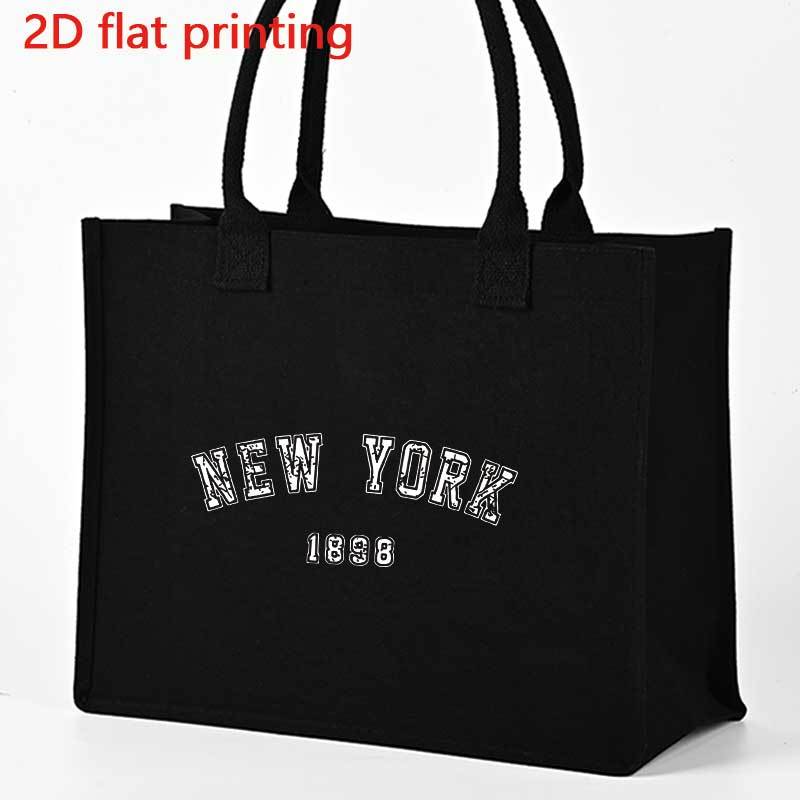 TEMU 1898 Letter Tote Bag - Black With White Print, Large Capacity With Fixed Shoulder Strap, Stylish Tote Bag For Daily Use, Travel, And Work, With