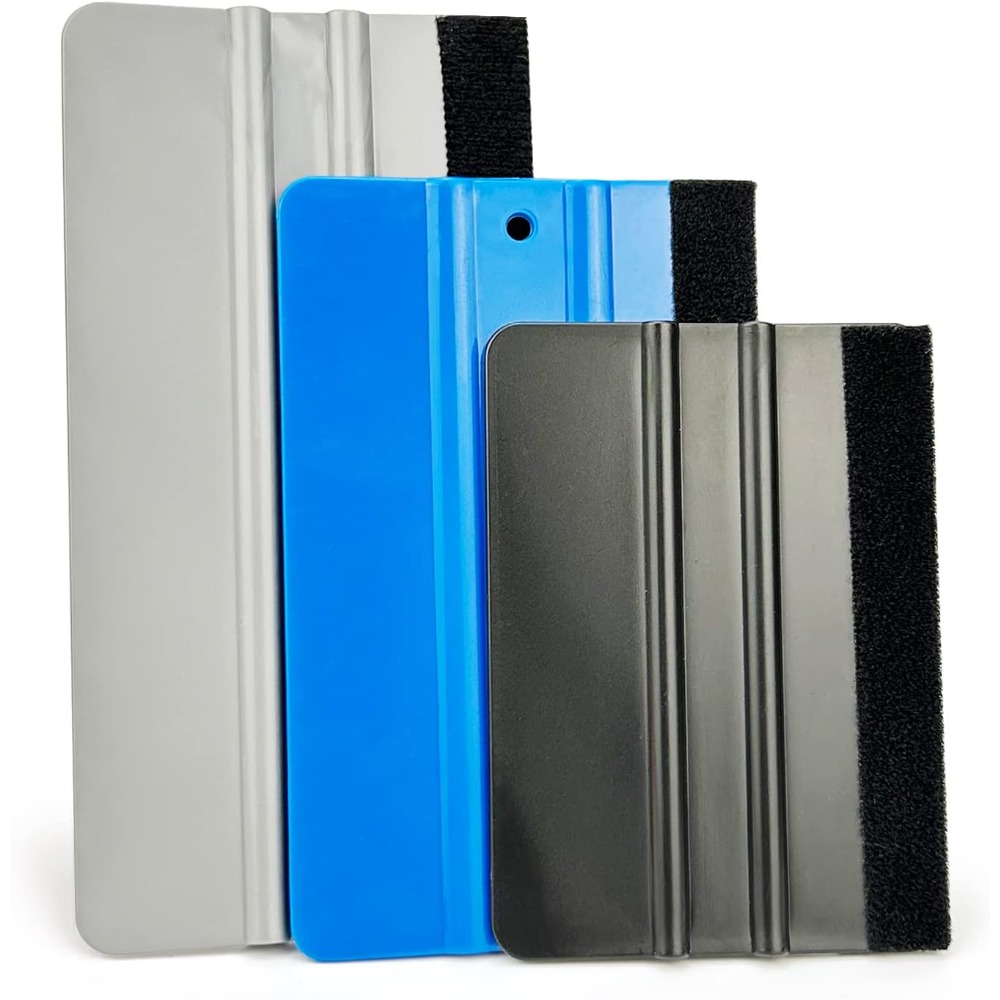 Image of Toyleotaw 3pcs Felt Edge Squeegee, 4in - 5in - 6in Vinyl Wrap , Plastic Scratch-free Squeegee For Decals, Adhesive Vinyl, Window Film, Wallpaper