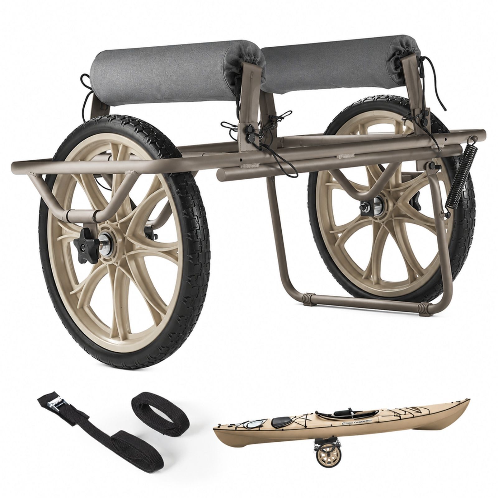 Trolley With 150kg Load Capacity, Solid Rubber Tires, Support Foot And Straps, For Kayaks, And Paddleboards
