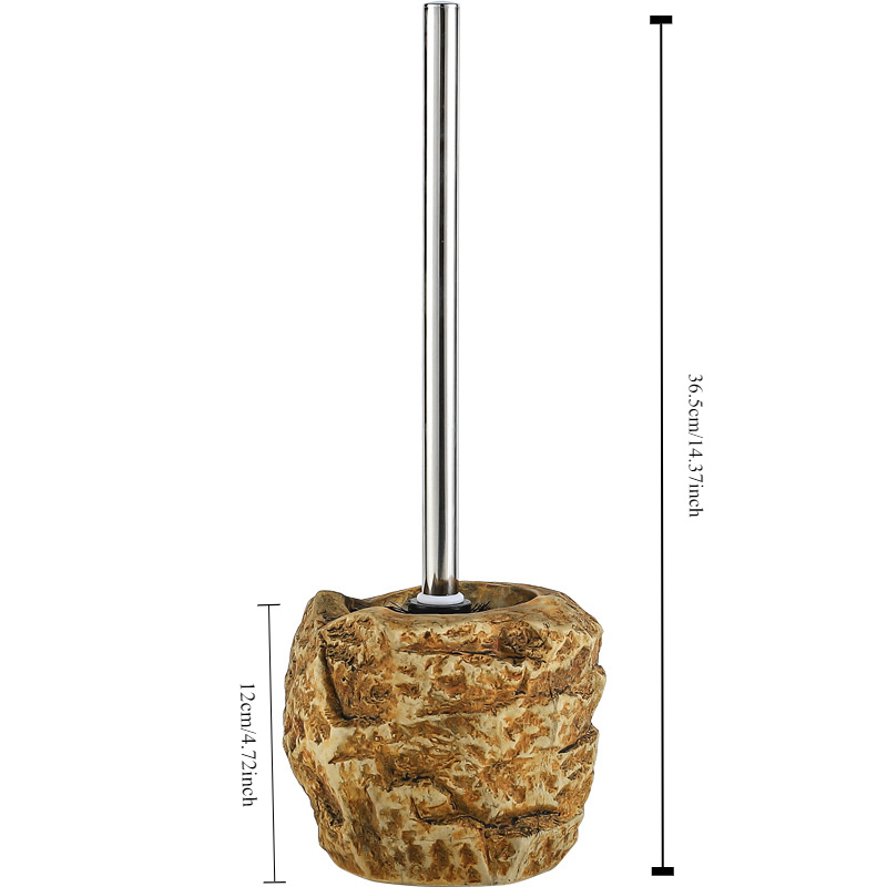Image of 1pc Home Bathroom Hotel Bathroom Retro Stone Toilet Brush Ceramic Utensils Irregular Toilet Brush Creative Bathroom Cleaning Brush, Floor-to-ceiling Toilet Brush Holder