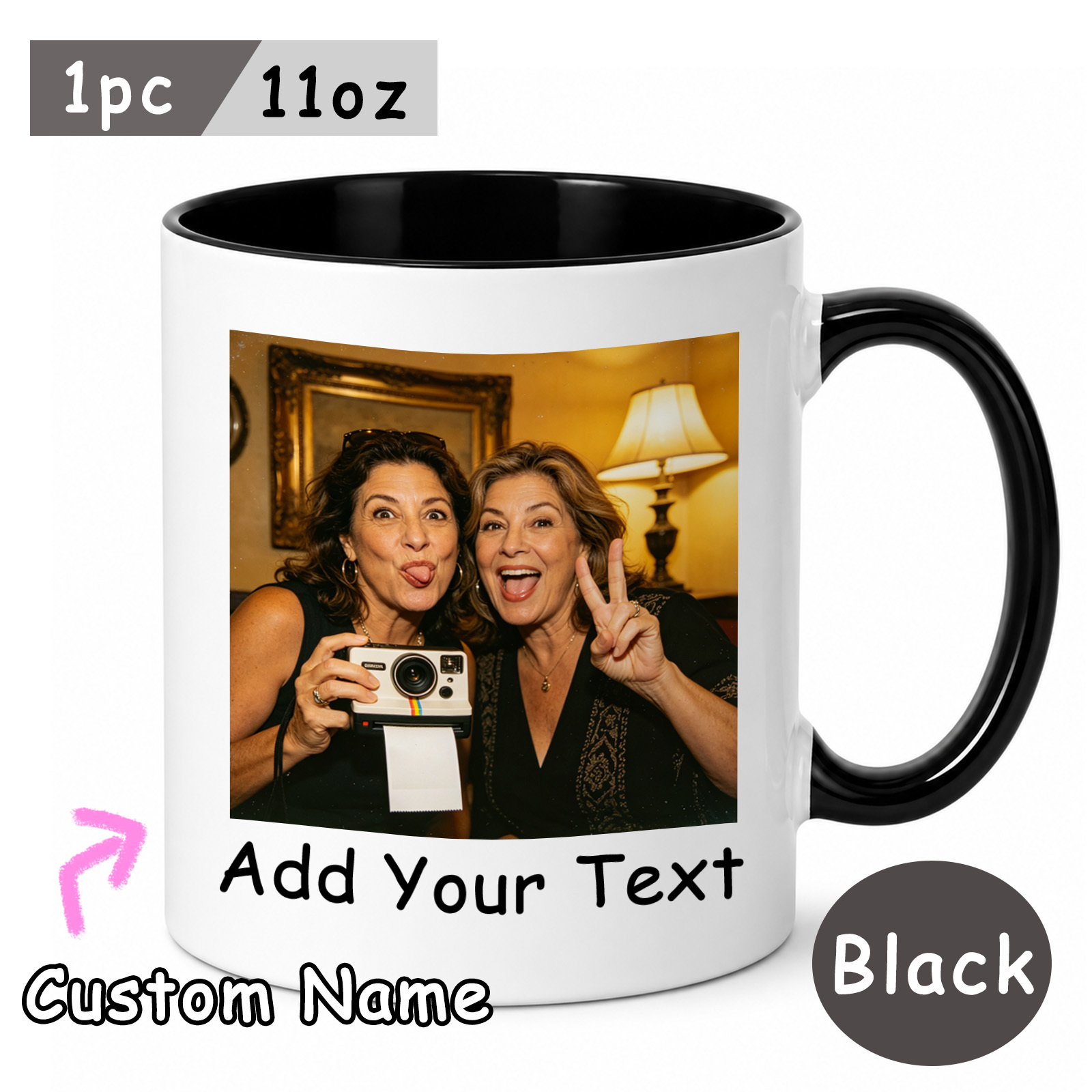 TEMU 1pc Personalized Photo & Name Mug - Custom Ceramic Coffee Cup With Your Own Picture/text, Via Phone/tablet Suitable For Birthdays, Christmas